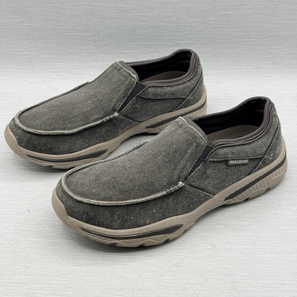Skechers Men's 9 Extra Wide 4E Loafers Grey Slip On Memory Foam Creston 65355